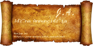 Jóna Annunciáta névjegykártya
